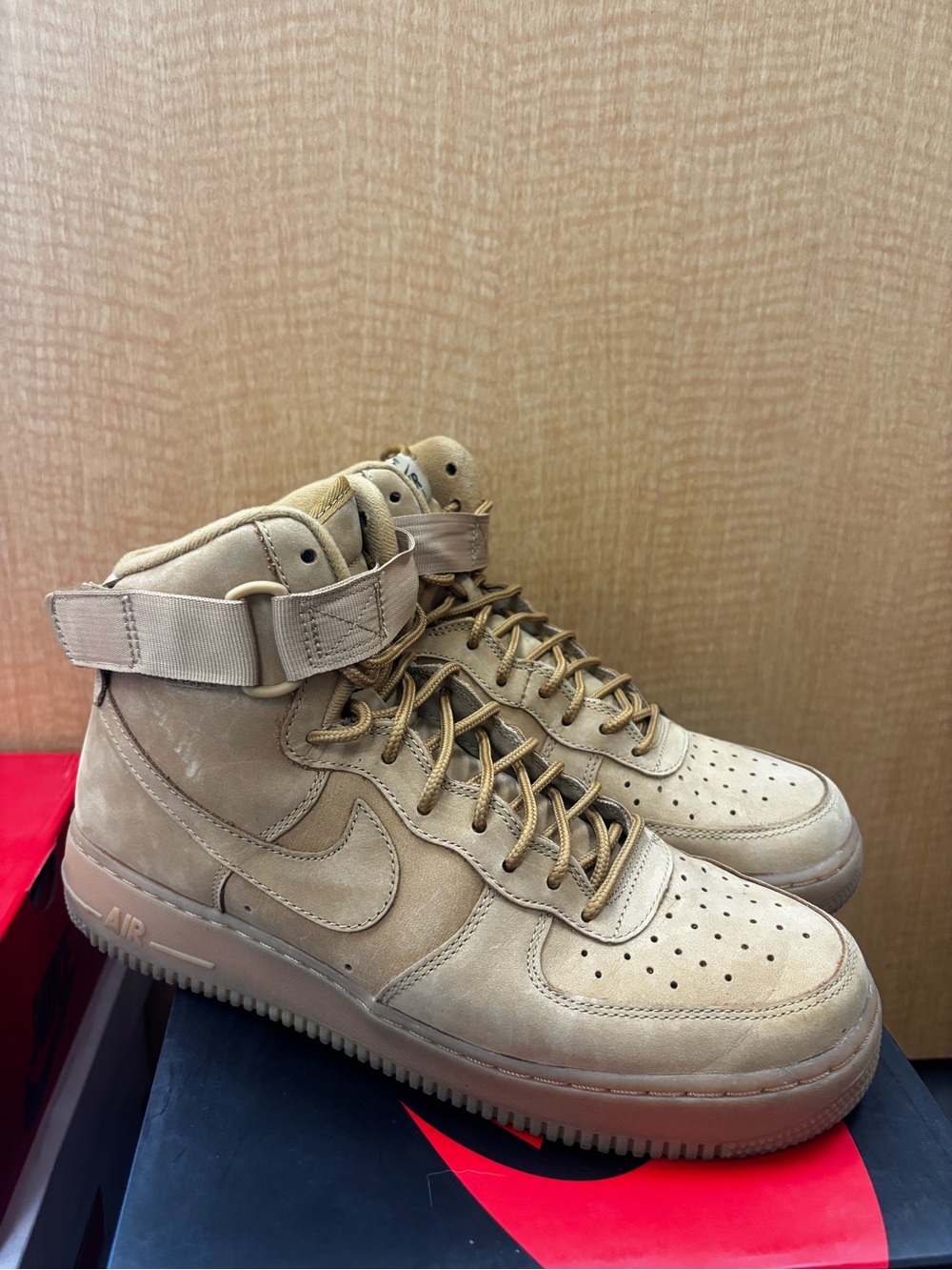 Nike Air Force 1 High-Top Sneakers in Wheat